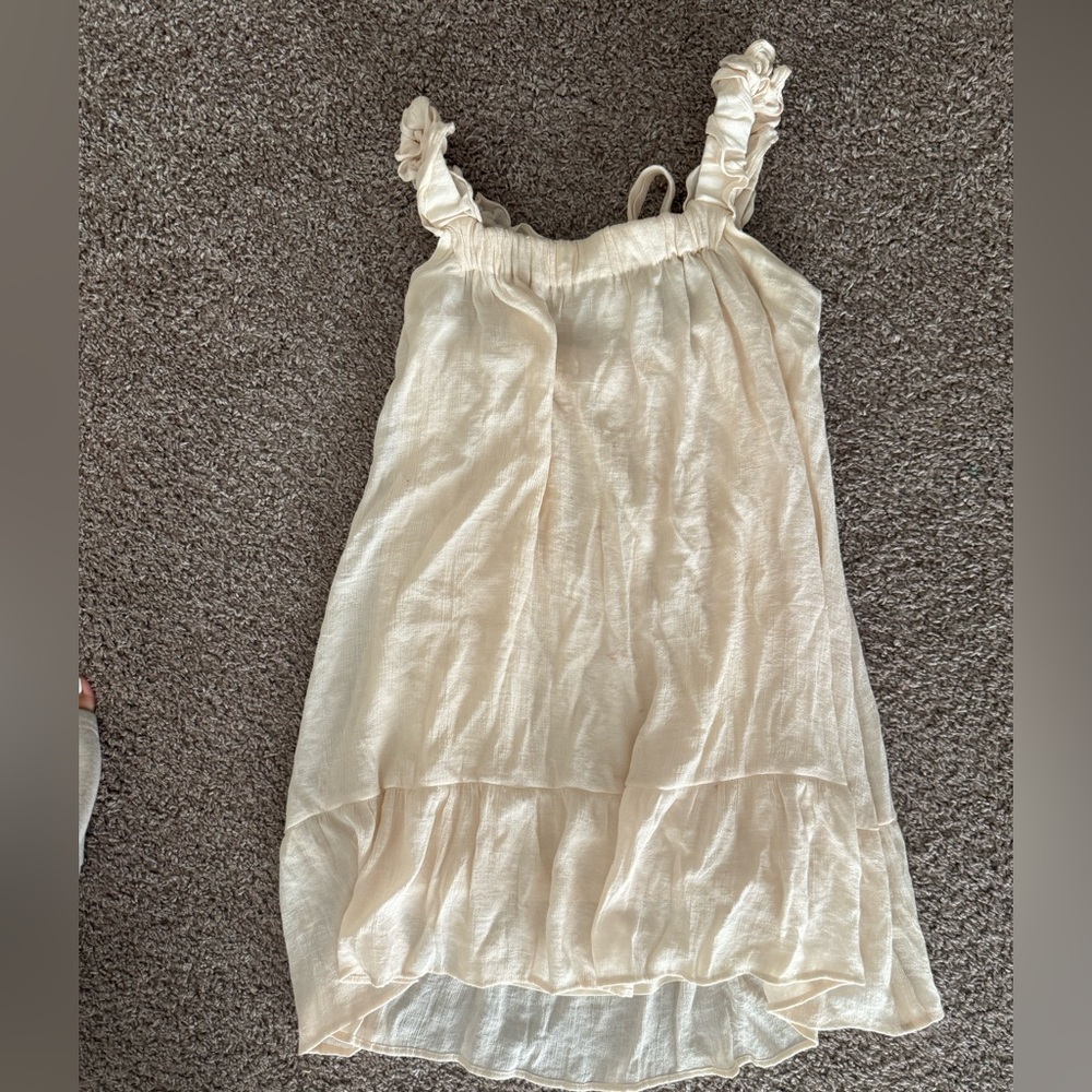 Cream Ruffled Sleeveless Dress